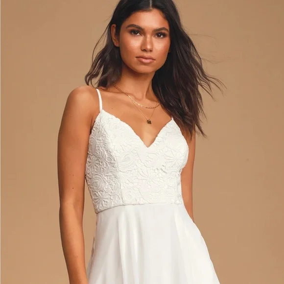 best place to buy graduation dress Elegant Summer White Crochet Off-Shoulder Dress with Hollow-Out Back main image 0